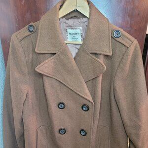 Old Navy Wool Blend Peacoat Camel Brown Double Breasted Jacket XL